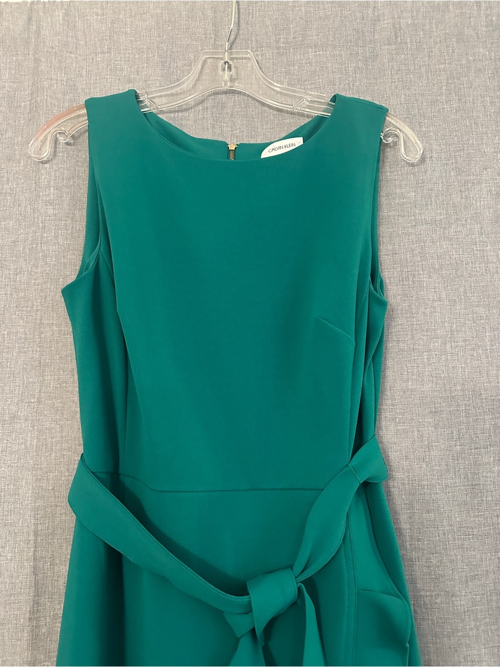 Sleeveless Ruffle Hem Belted Midi Dress in Green - Picture 2 of 4